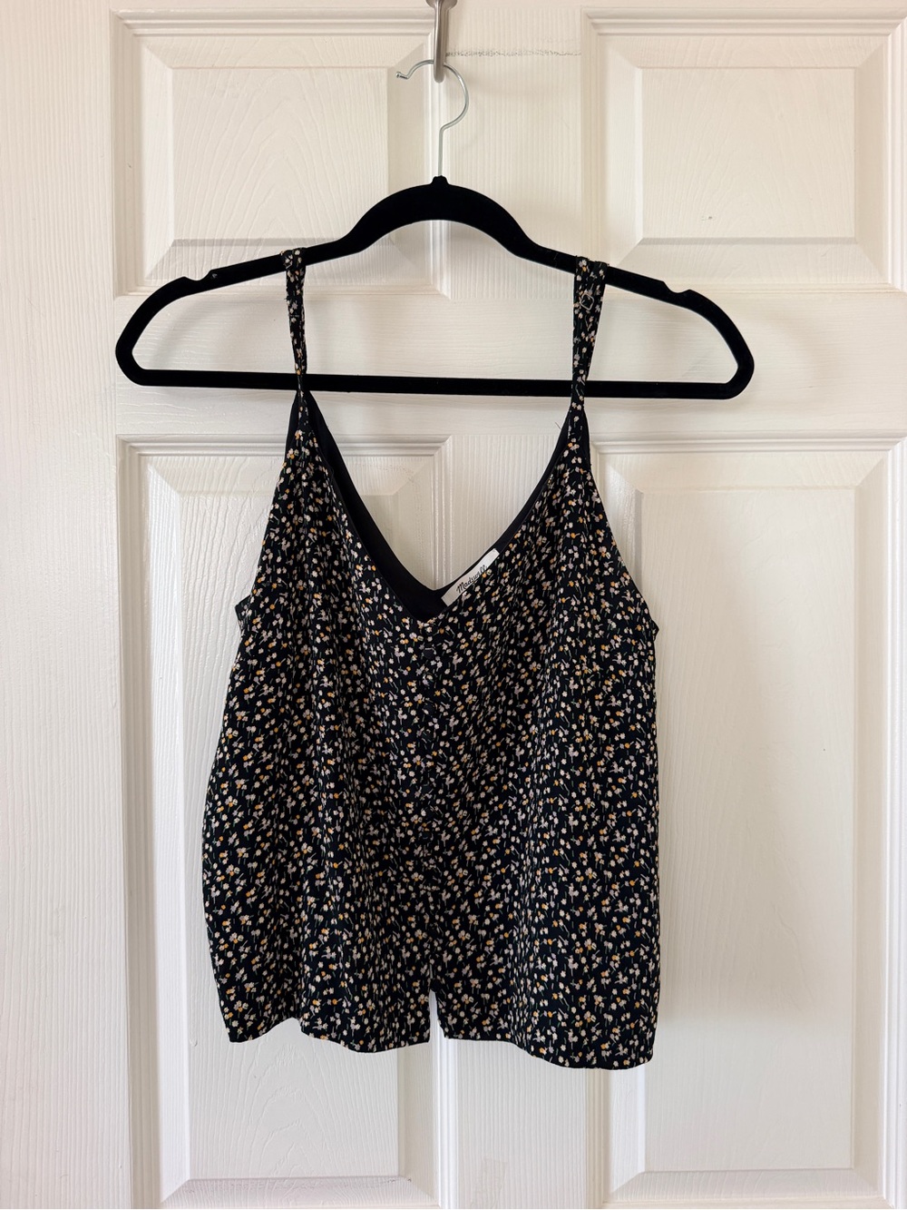 Madewell Black Floral V-Neck Camisole